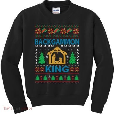 Backgammon King Ugly Christmas Kids Sweatshirt