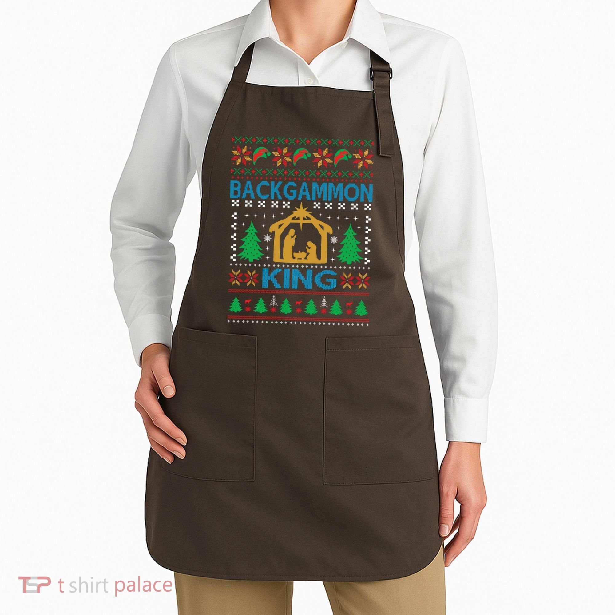 Backgammon King Ugly Christmas Apron