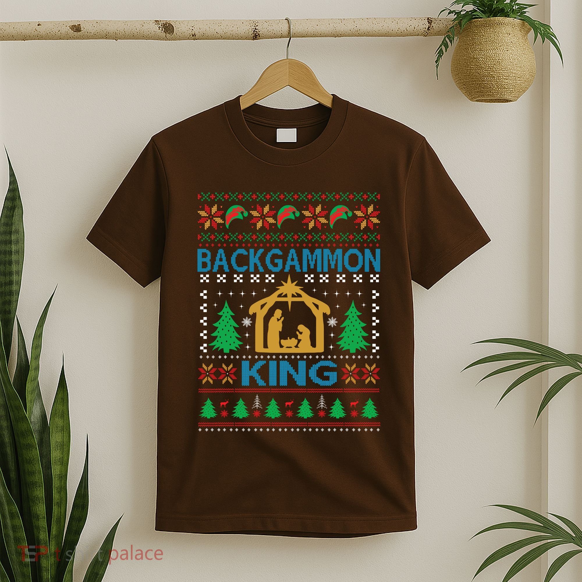 Backgammon King Ugly Christmas T-Shirt