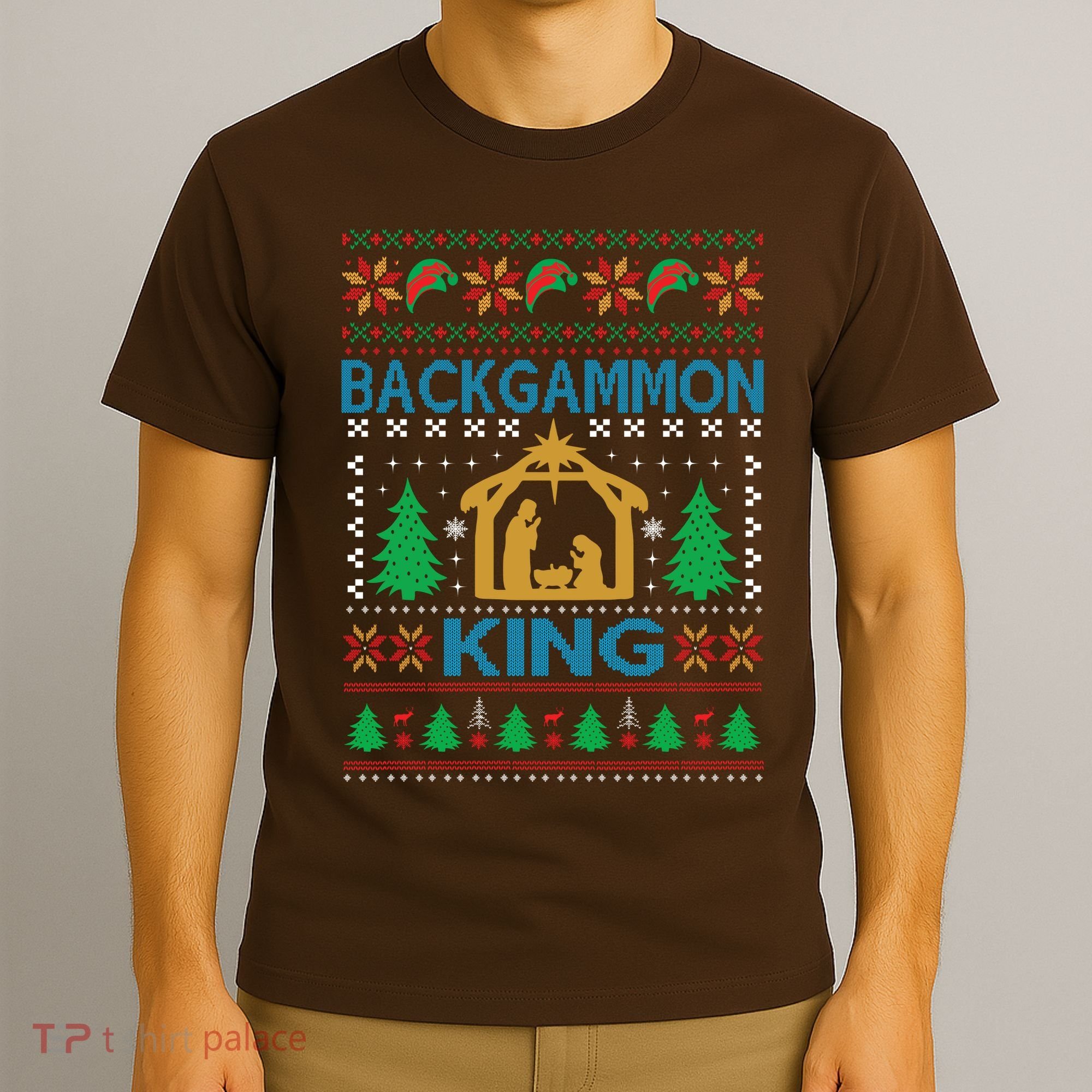 Backgammon King Ugly Christmas T-Shirt