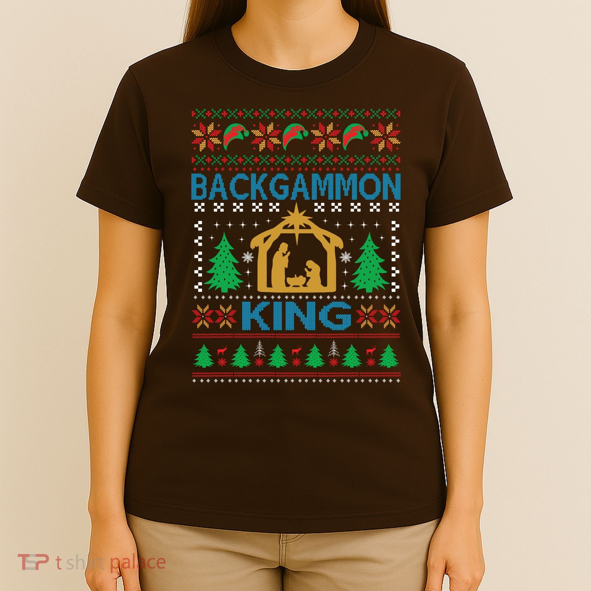 Backgammon King Ugly Christmas T-Shirt
