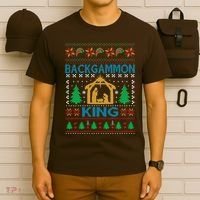 Backgammon King Ugly Christmas T-Shirt thumb 6