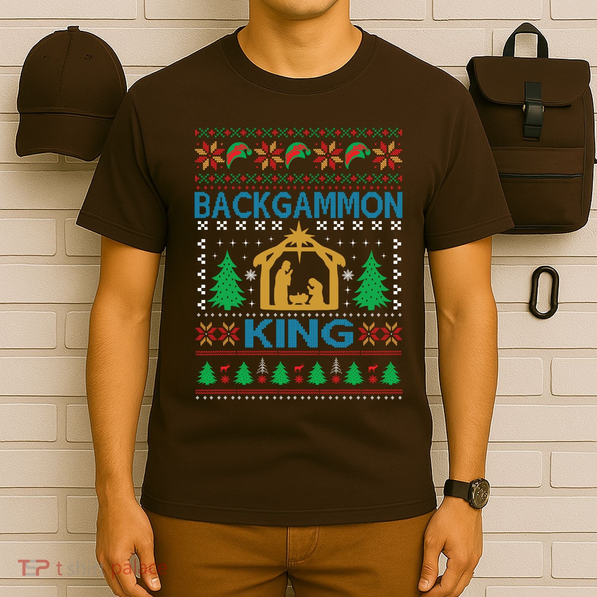 Backgammon King Ugly Christmas T-Shirt