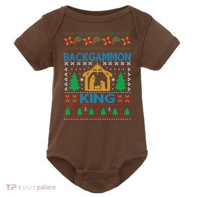 Backgammon King Ugly Christmas Baby Bodysuit