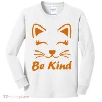 Be Kind Unity Day Orange Anti Bullying Kitten Kids Long Sleeve Shirt thumb 0