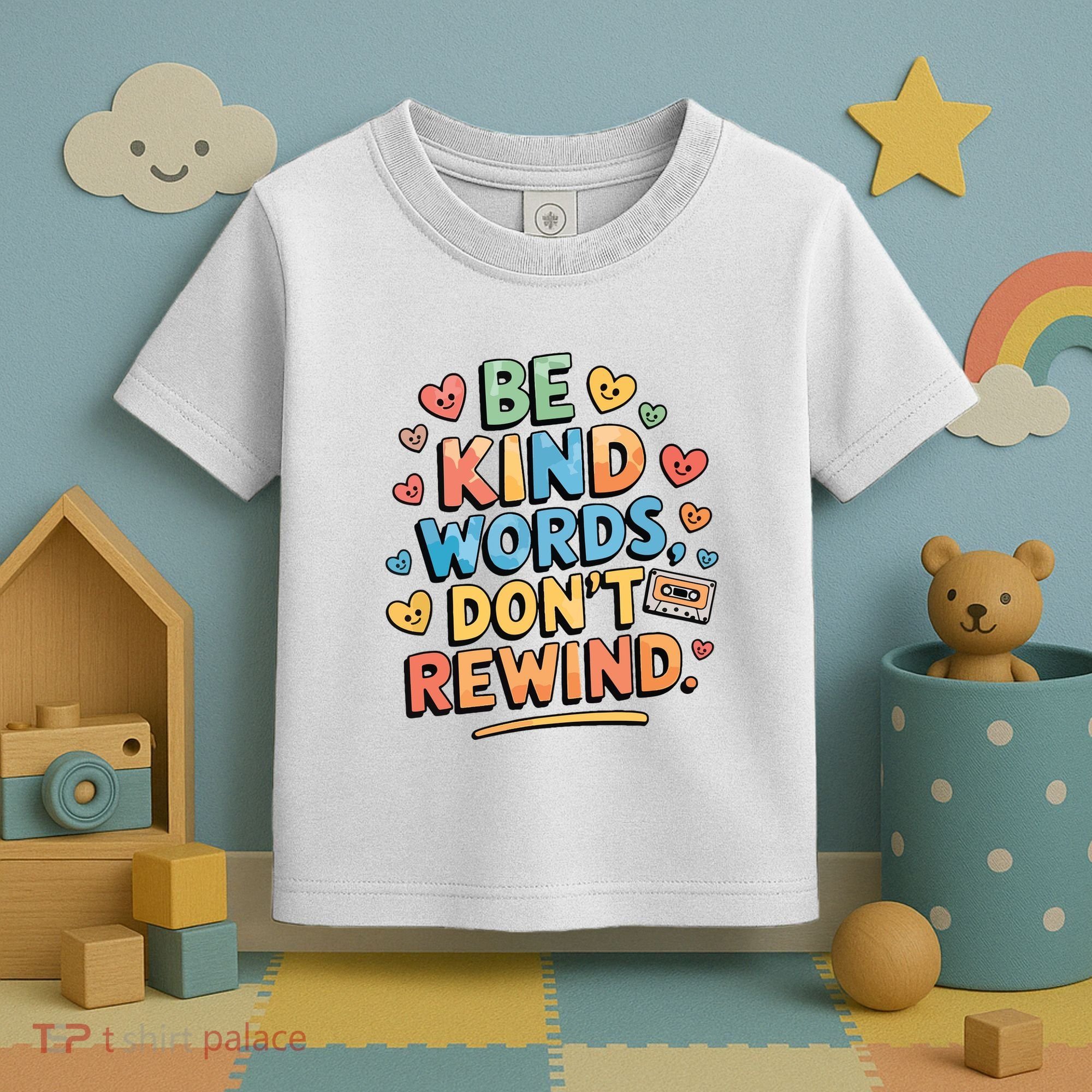 Be Kind Words DonT Rewind Funny Toddler T-Shirt
