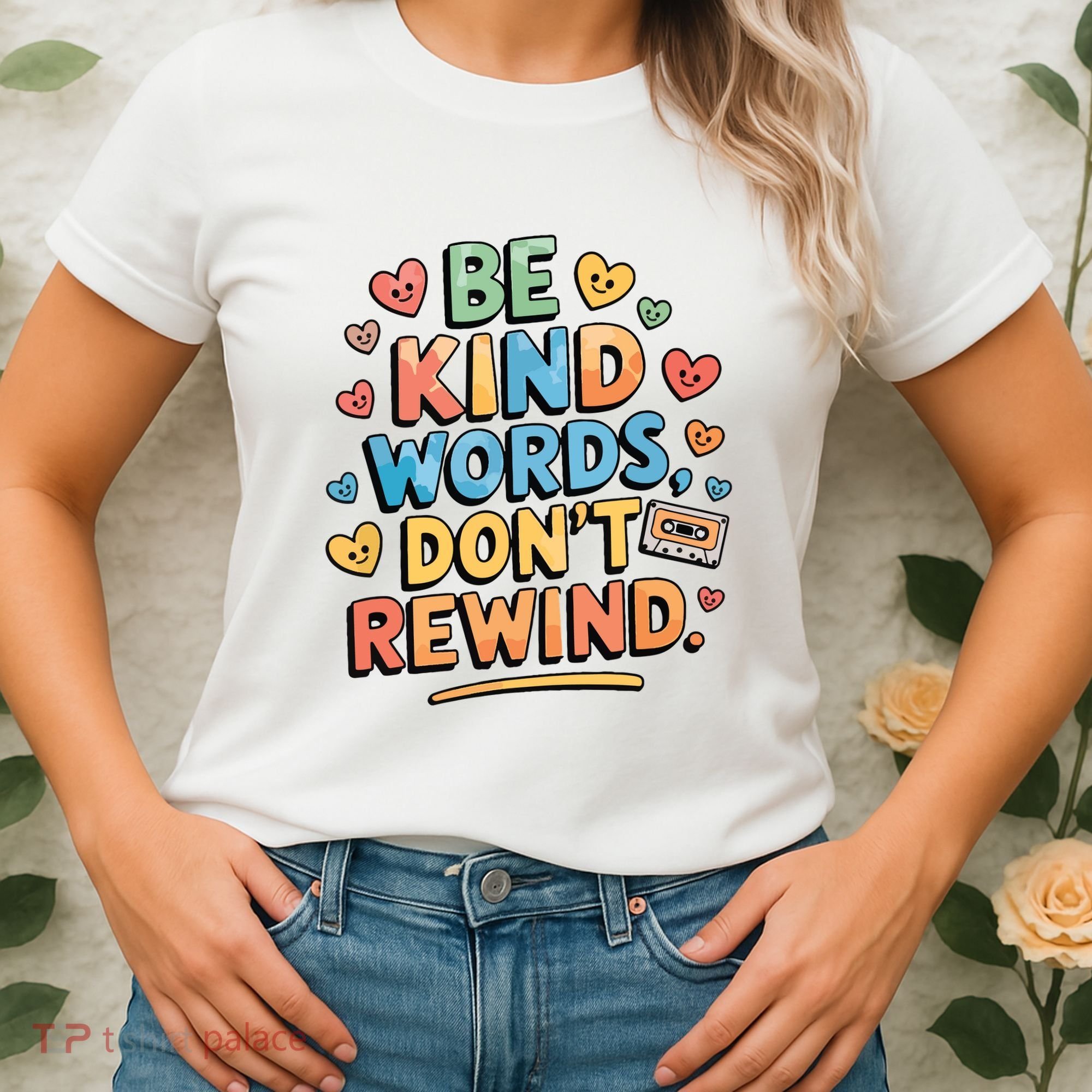 Be Kind Words DonT Rewind Funny Women's T-Shirt
