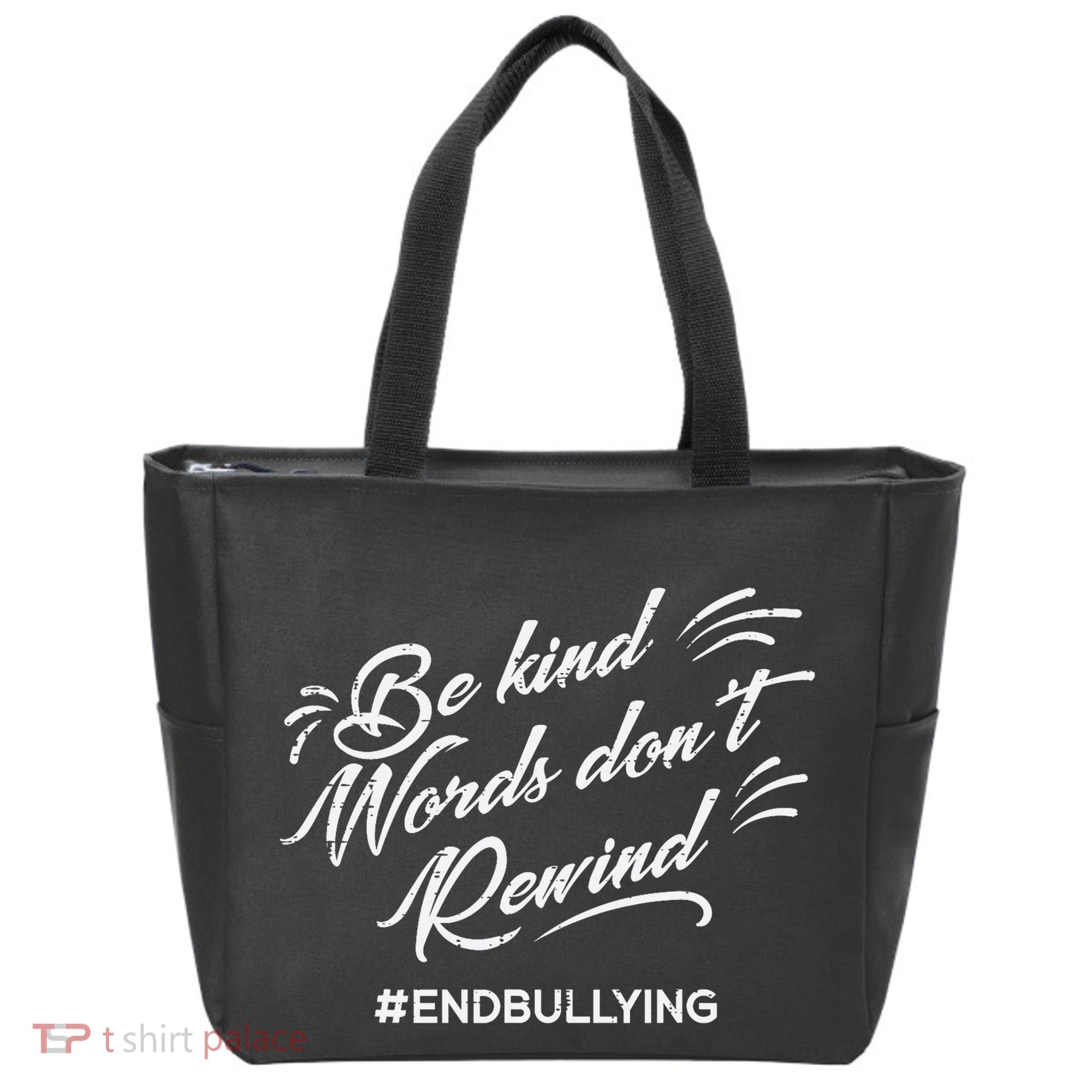 Be Kind Words Dont Rewind Orange Anti Bullying Unity Day Tote Bag