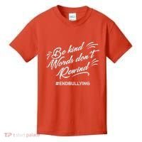 Be Kind Words Dont Rewind Orange Anti Bullying Unity Day Kids T-Shirt thumb 0