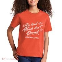 Be Kind Words Dont Rewind Orange Anti Bullying Unity Day Kids T-Shirt thumb 2