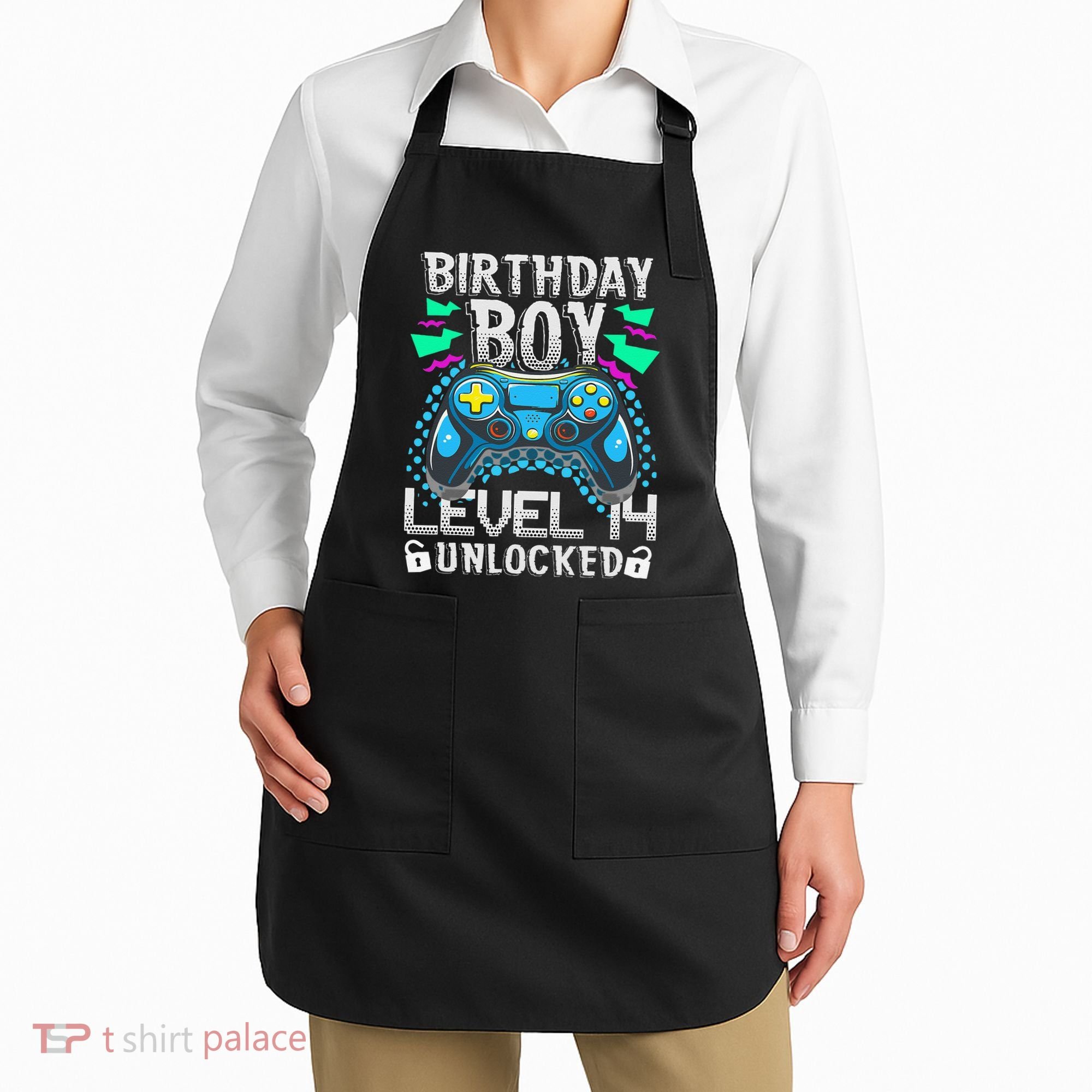 Birthday Level 14 Unlocked Gamer 14th Birthday Gift Apron