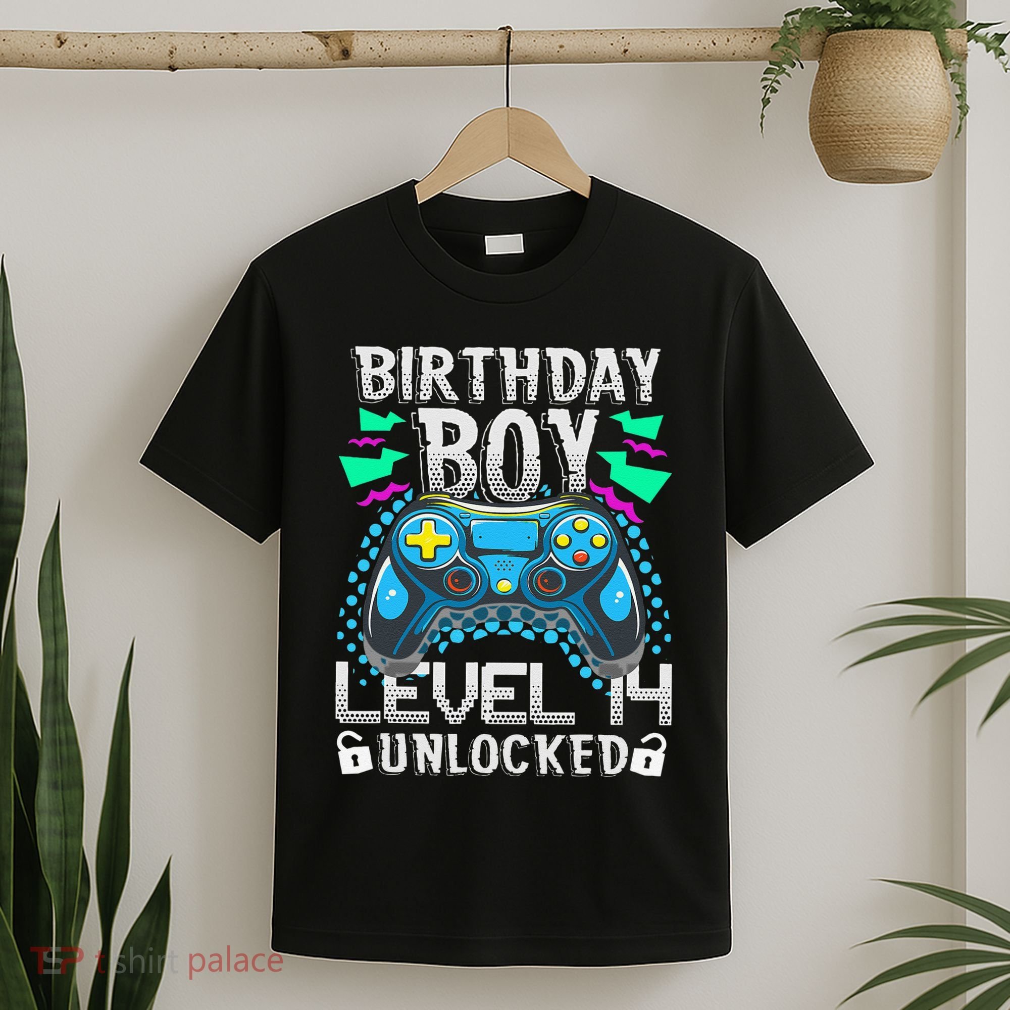 Birthday Level 14 Unlocked Gamer 14th Birthday Gift T-Shirt
