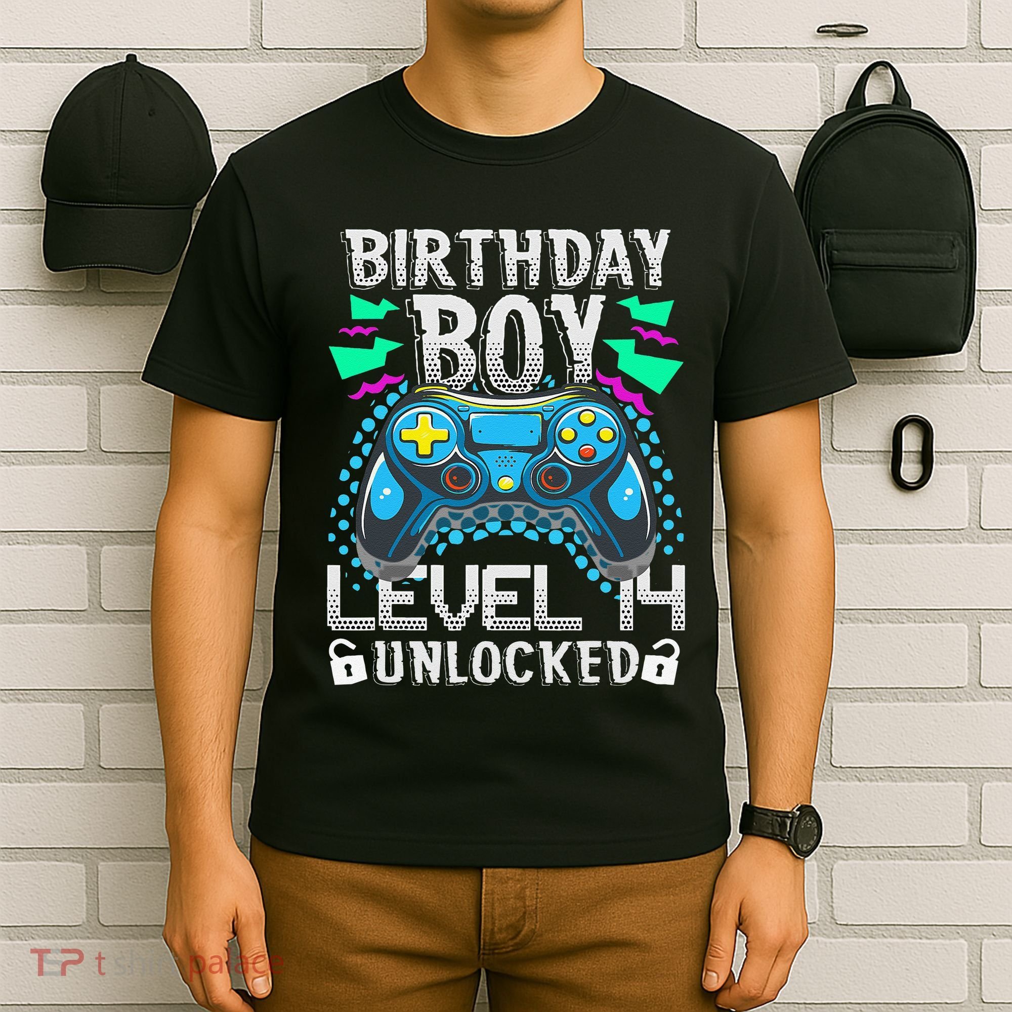 Birthday Level 14 Unlocked Gamer 14th Birthday Gift T-Shirt