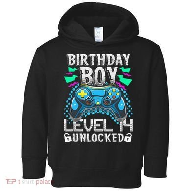 Birthday Level 14 Unlocked Gamer 14th Birthday Gift Toddler Hoodie