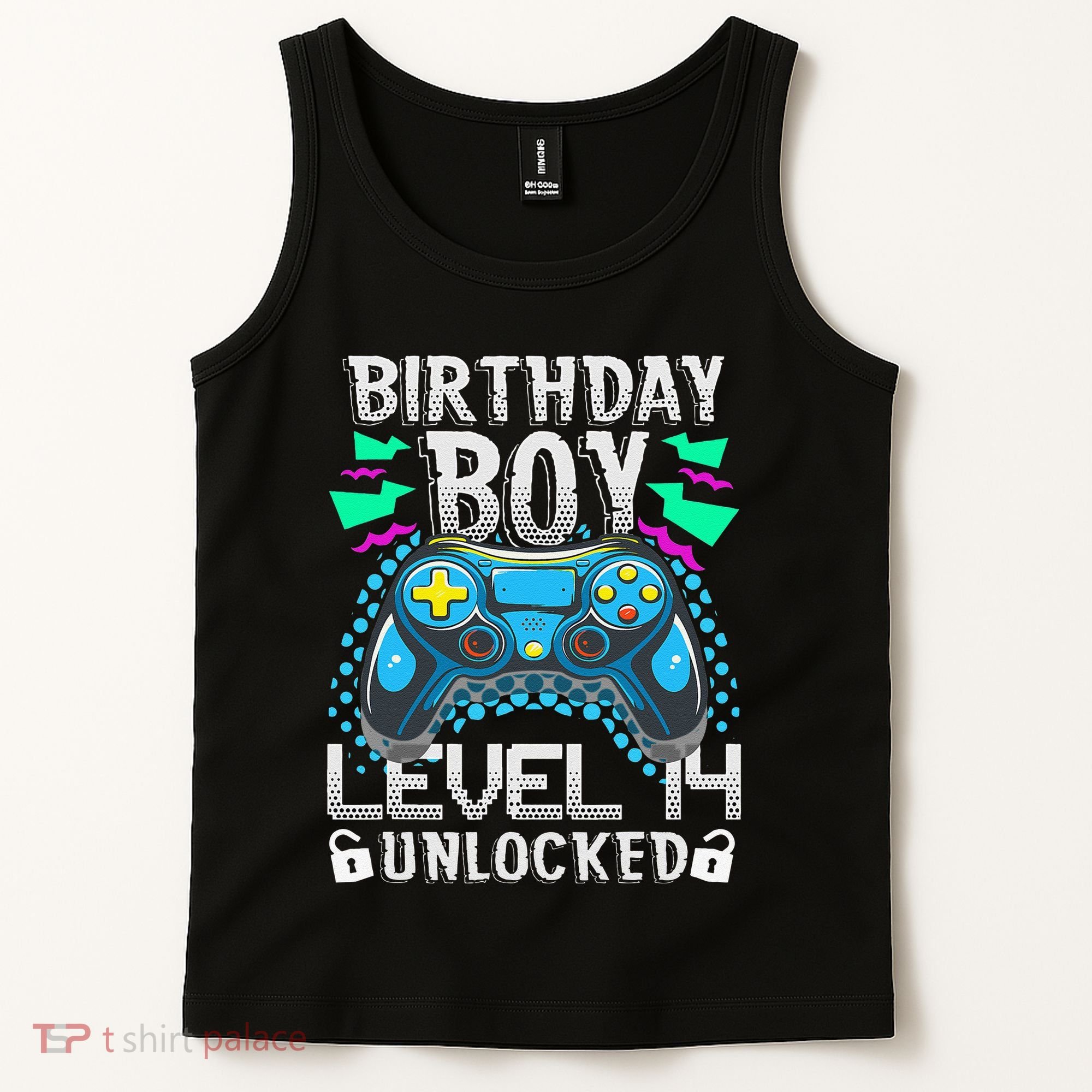 Birthday Level 14 Unlocked Gamer 14th Birthday Gift Tank Top