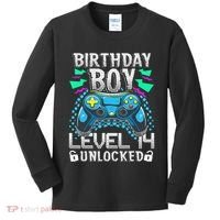 Birthday Level 14 Unlocked Gamer 14th Birthday Gift Kids Long Sleeve Shirt thumb 0