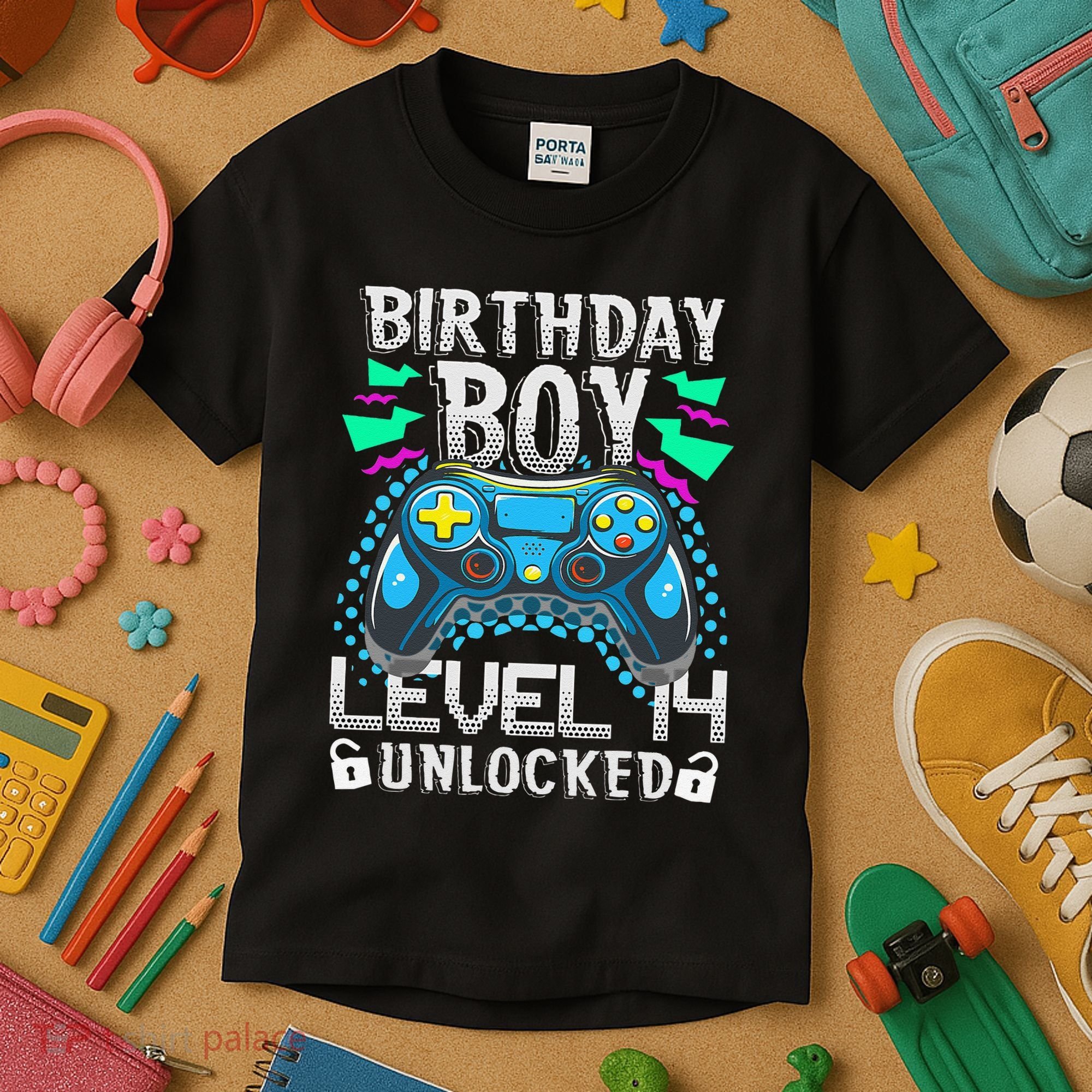 Birthday Level 14 Unlocked Gamer 14th Birthday Gift Kids T-Shirt