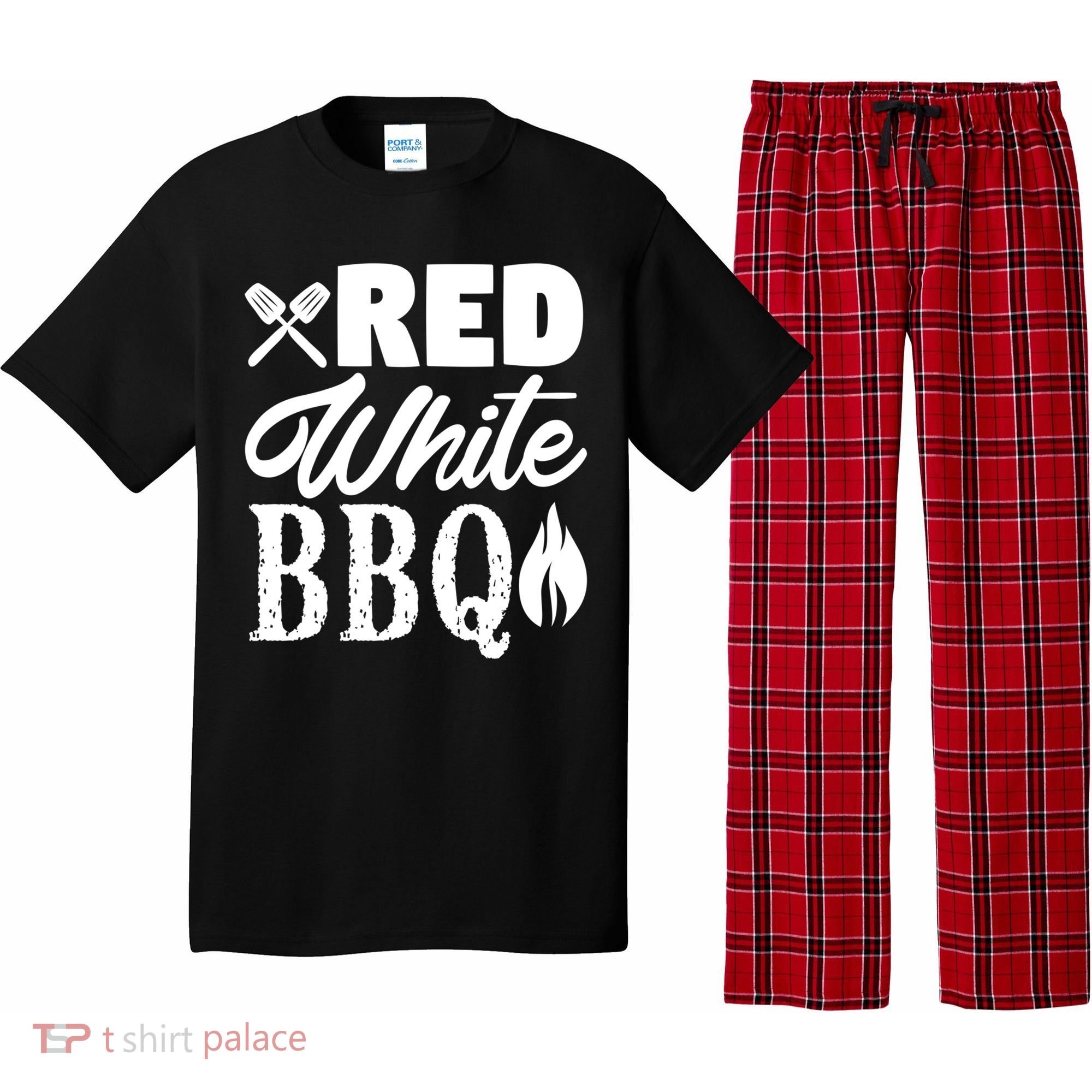 Bbq Lover 4th Of July Funny Red White Bbq Cool Gift Pajama Set