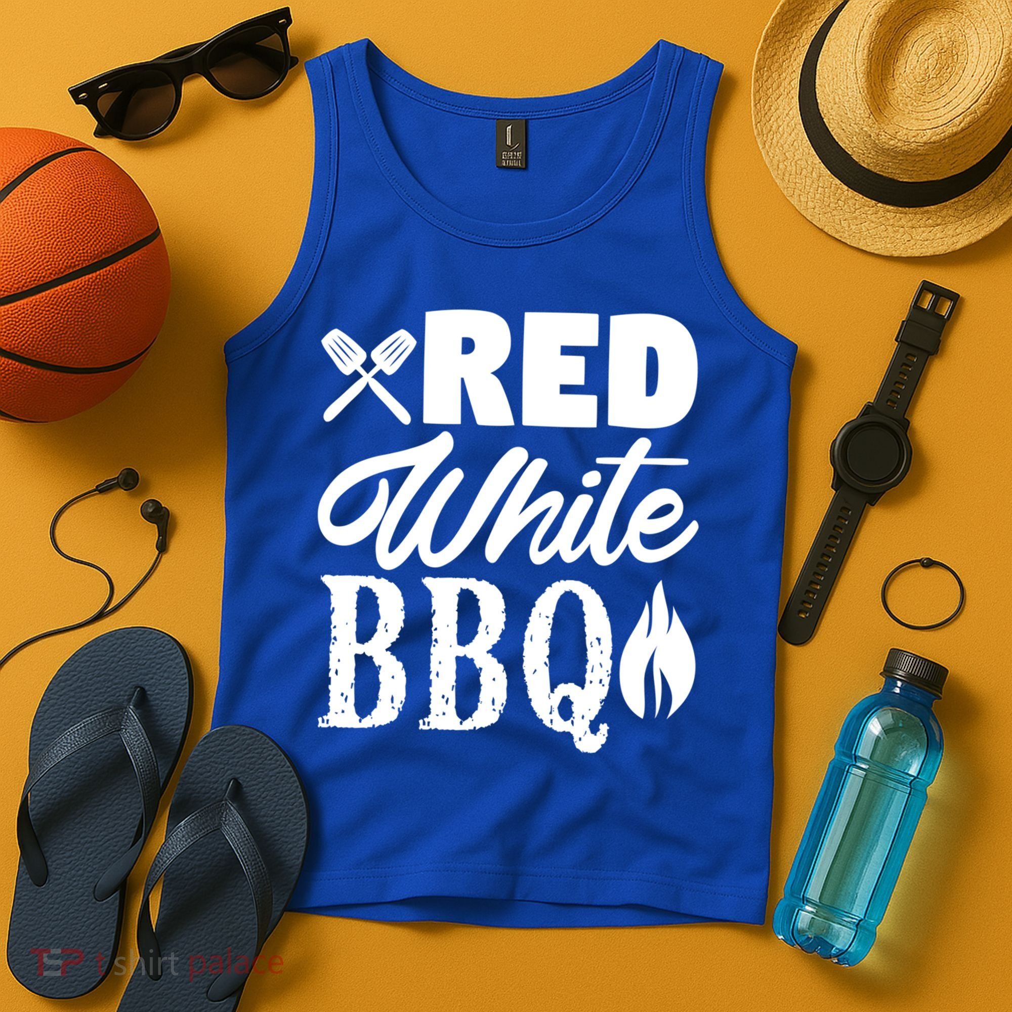 Bbq Lover 4th Of July Funny Red White Bbq Cool Gift Tank Top