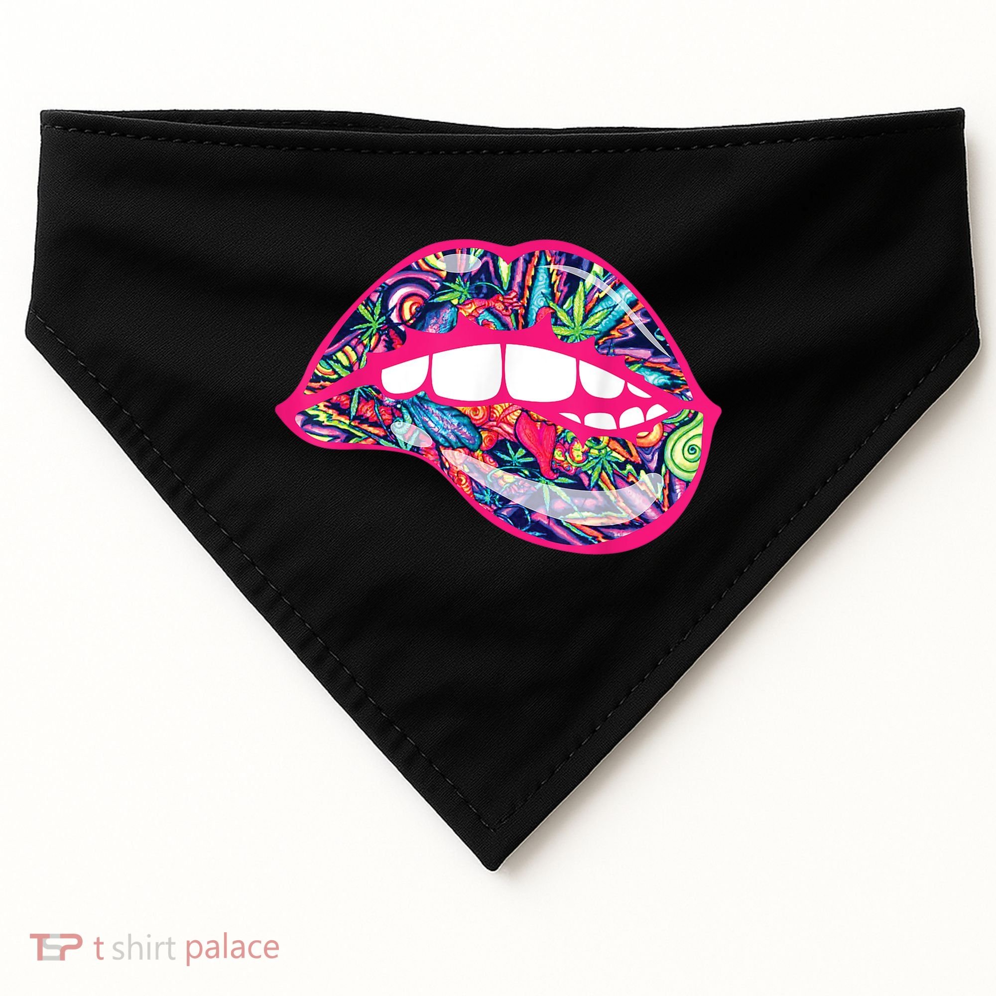 Biting Lips 420 Weed Cannabis Marijuana Stoner Gift USA-Made Doggie Bandana