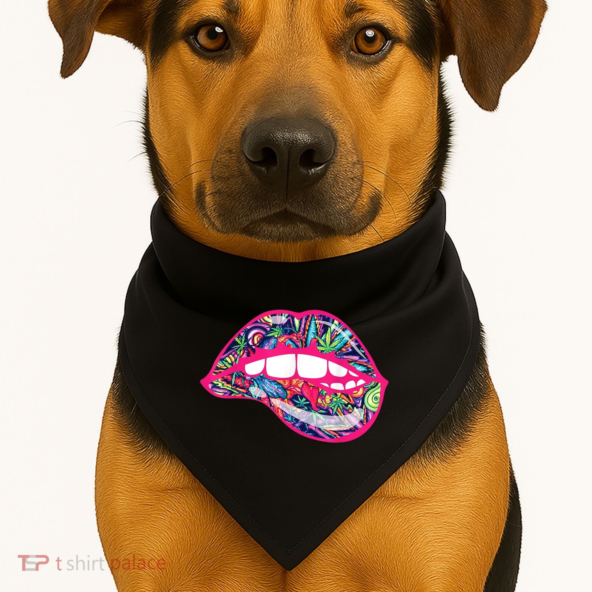 Biting Lips 420 Weed Cannabis Marijuana Stoner Gift USA-Made Doggie Bandana