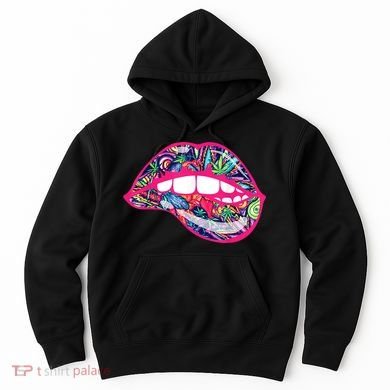 Biting Lips 420 Weed Cannabis Marijuana Stoner Gift Hoodie