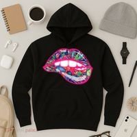Biting Lips 420 Weed Cannabis Marijuana Stoner Gift Hoodie thumb 3