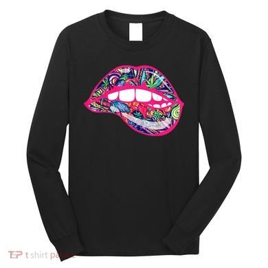 Biting Lips 420 Weed Cannabis Marijuana Stoner Gift Long Sleeve Shirt