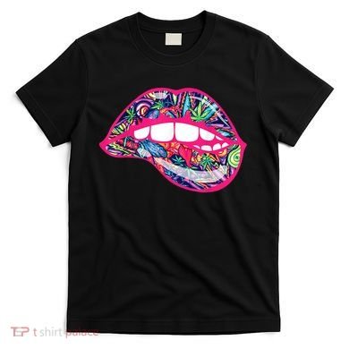 Biting Lips 420 Weed Cannabis Marijuana Stoner Gift T-Shirt