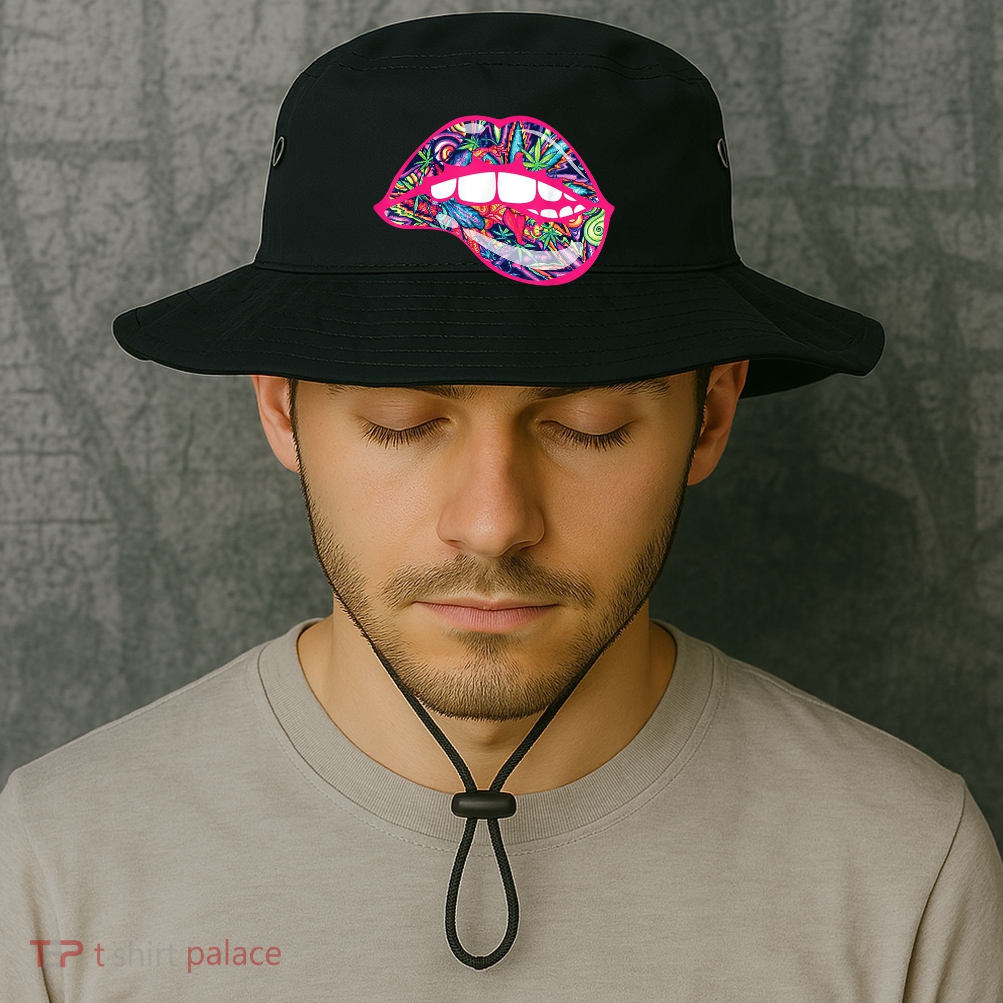 Biting Lips 420 Weed Cannabis Marijuana Stoner Gift Bucket Hat