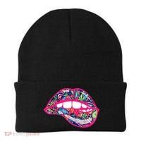 Biting Lips 420 Weed Cannabis Marijuana Stoner Gift Beanie thumb 0