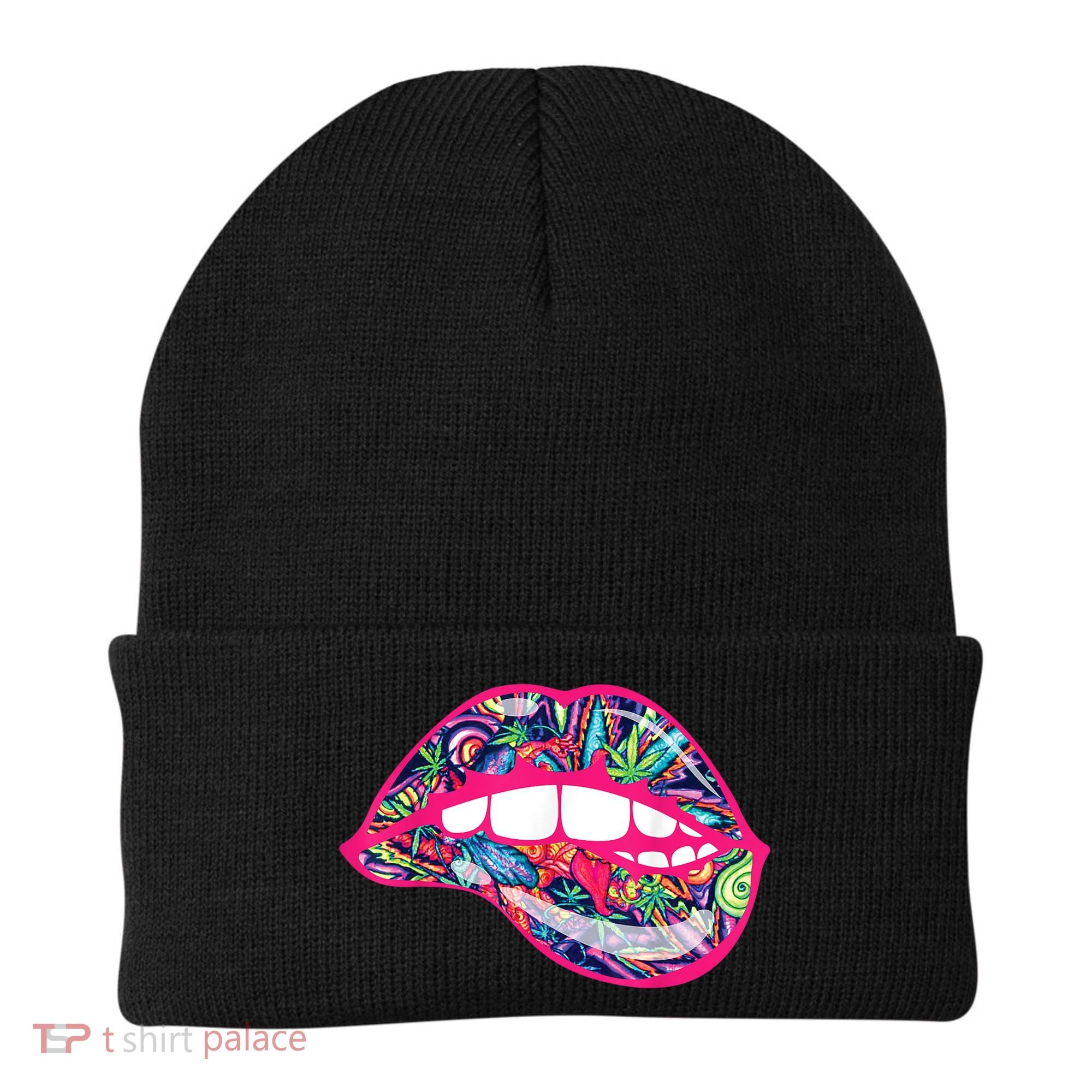 Biting Lips 420 Weed Cannabis Marijuana Stoner Gift Beanie