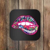 Biting Lips 420 Weed Cannabis Marijuana Stoner Gift Coaster thumb 0