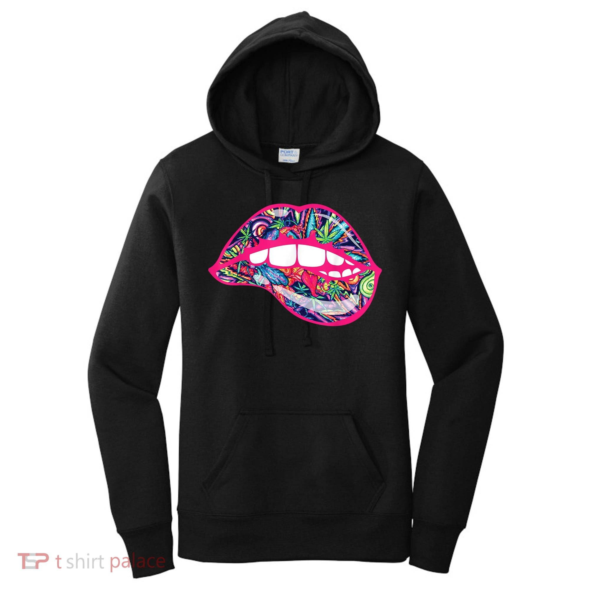Biting Lips 420 Weed Cannabis Marijuana Stoner Gift Women's Hoodie