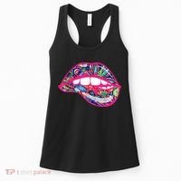 Biting Lips 420 Weed Cannabis Marijuana Stoner Gift Women's Tank Top thumb 0