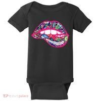 Biting Lips 420 Weed Cannabis Marijuana Stoner Gift Baby Bodysuit thumb 0