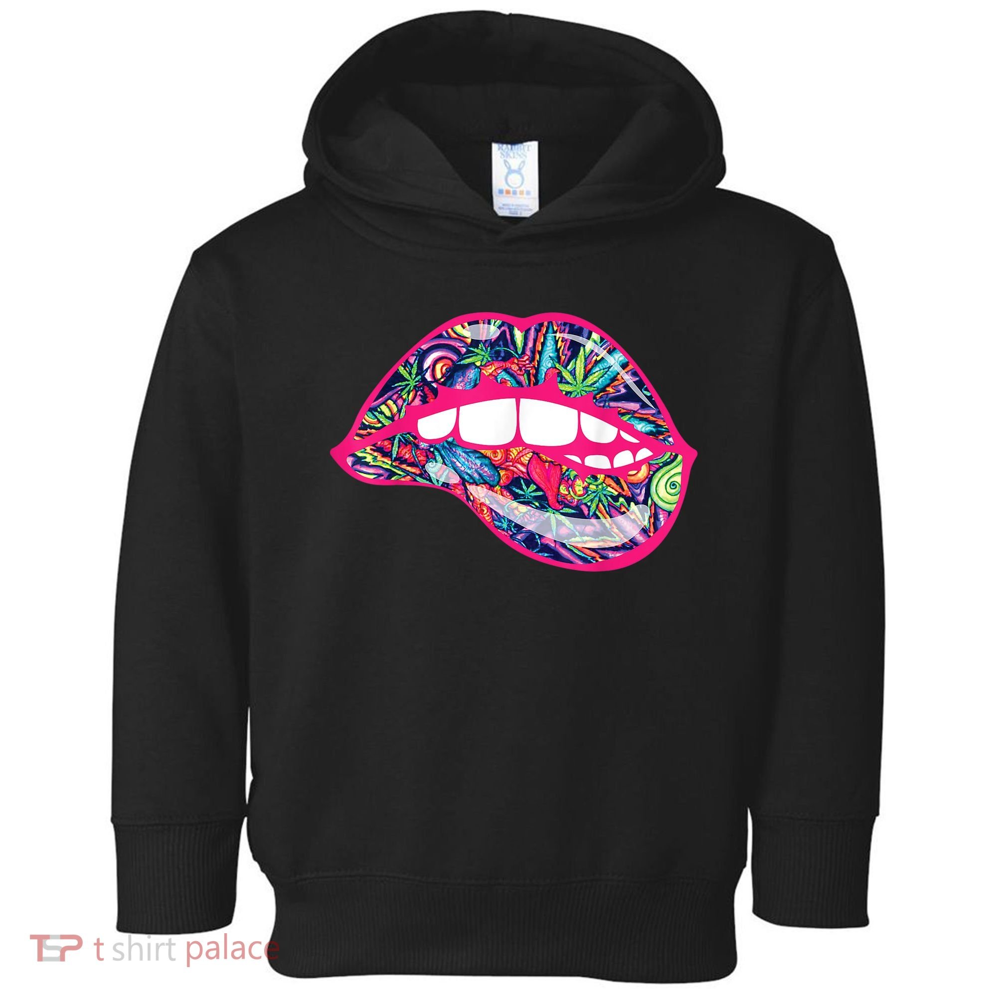 Biting Lips 420 Weed Cannabis Marijuana Stoner Gift Toddler Hoodie