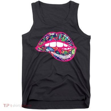 Biting Lips 420 Weed Cannabis Marijuana Stoner Gift Tank Top