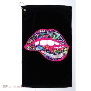 Biting Lips 420 Weed Cannabis Marijuana Stoner Gift Golf Towel