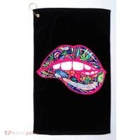 Biting Lips 420 Weed Cannabis Marijuana Stoner Gift Golf Towel thumb 0