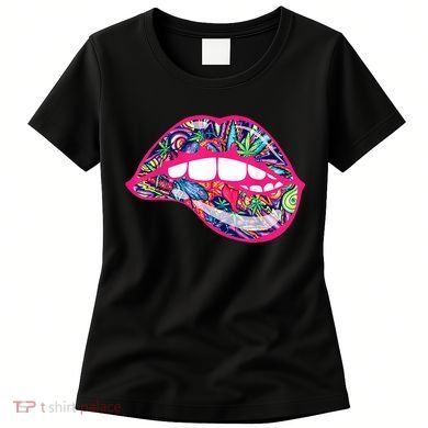 Biting Lips 420 Weed Cannabis Marijuana Stoner Gift Women's T-Shirt