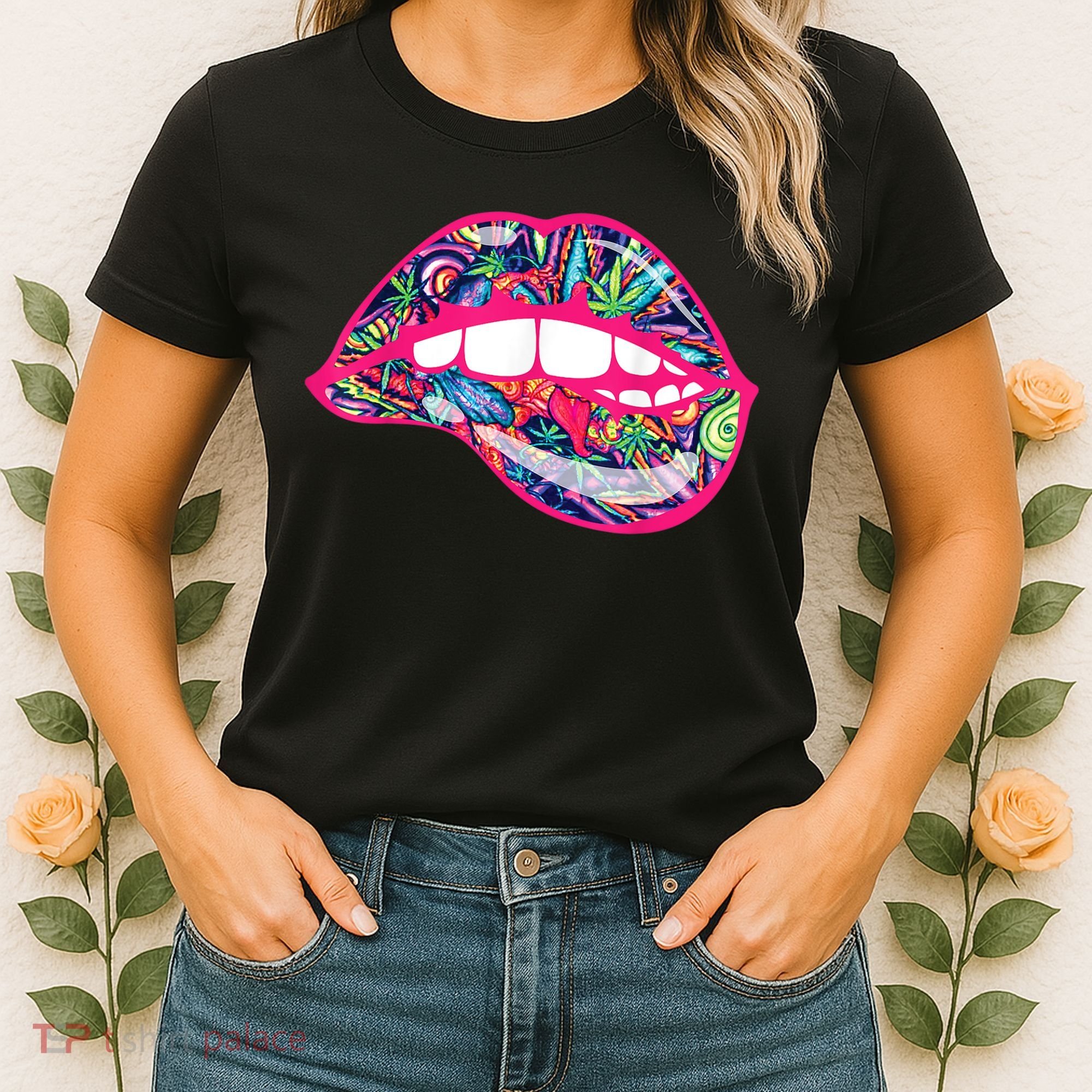 Biting Lips 420 Weed Cannabis Marijuana Stoner Gift Women's T-Shirt
