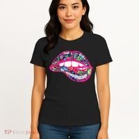 Biting Lips 420 Weed Cannabis Marijuana Stoner Gift Women's T-Shirt thumb 4
