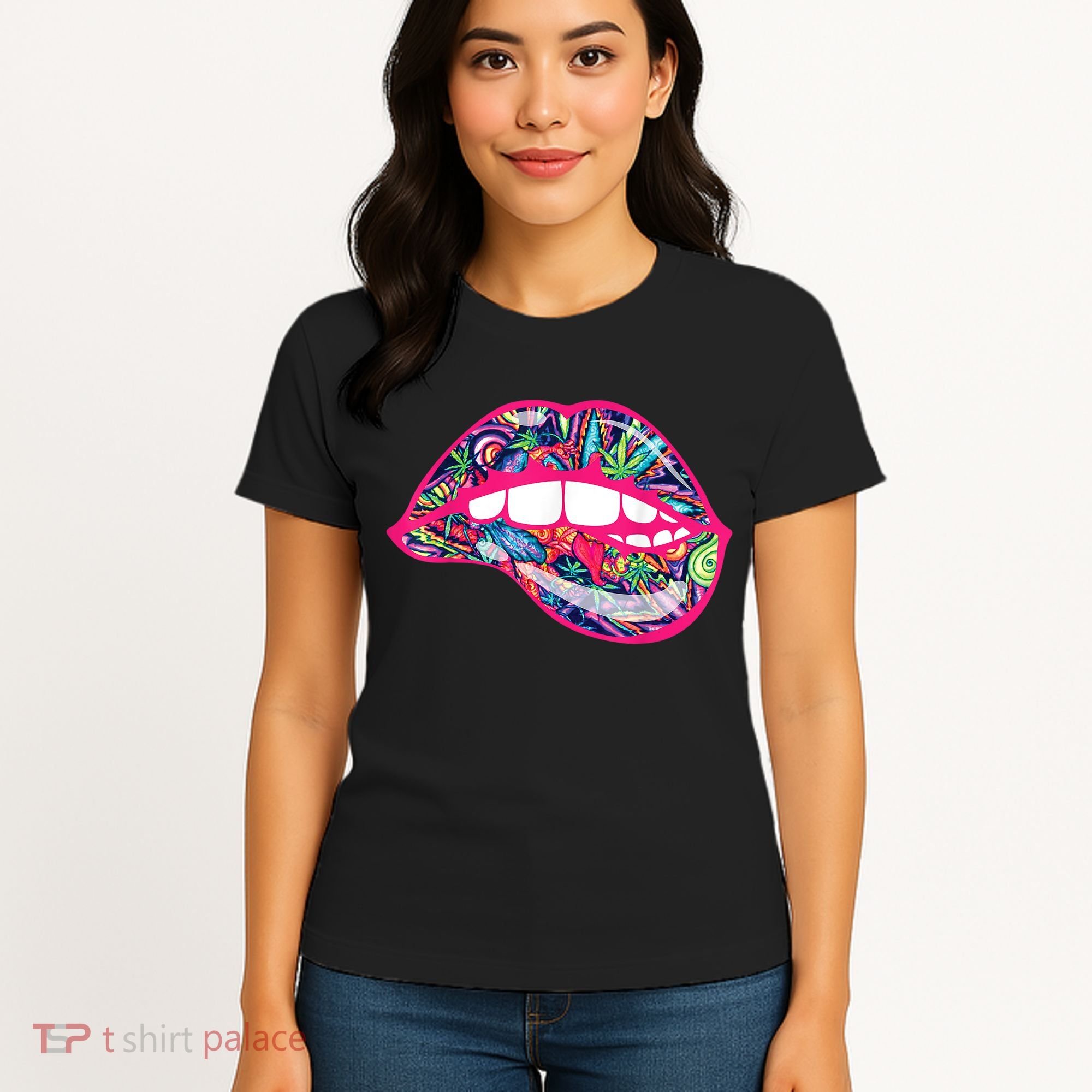 Biting Lips 420 Weed Cannabis Marijuana Stoner Gift Women's T-Shirt