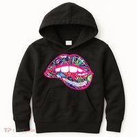 Biting Lips 420 Weed Cannabis Marijuana Stoner Gift Kids Hoodie thumb 0