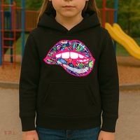 Biting Lips 420 Weed Cannabis Marijuana Stoner Gift Kids Hoodie thumb 3