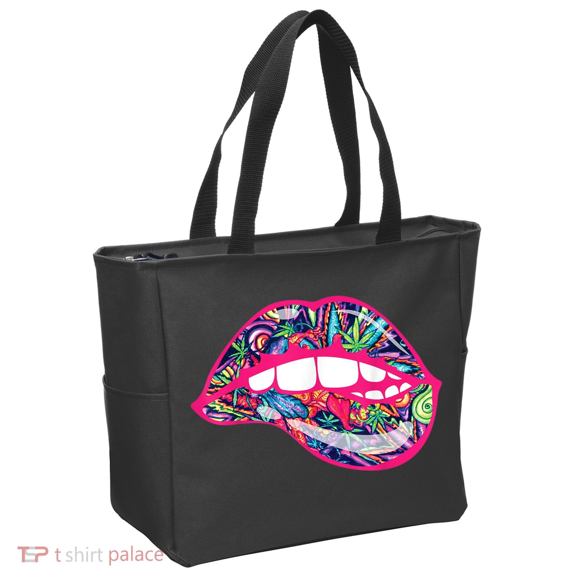 Biting Lips 420 Weed Cannabis Marijuana Stoner Gift Tote Bag
