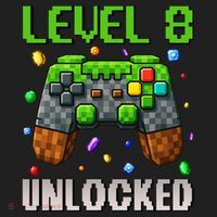 Birthday Level 8 Unlocked 8th Birthday Game Pixel Gift Beanie thumb 2