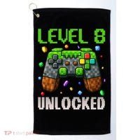 Birthday Level 8 Unlocked 8th Birthday Game Pixel Gift Golf Towel thumb 0