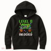 Birthday Level 8 Unlocked 8th Birthday Game Pixel Gift Kids Hoodie thumb 0